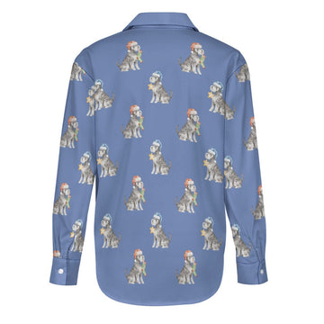 Watercolor Silver Schnauzer Christmas Women's Shirt-Apparel-Apparel, Dog Mom Gifts, Schnauzer, Shirt-22