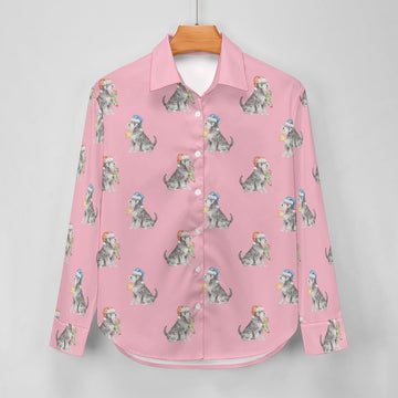 Watercolor Silver Schnauzer Christmas Women's Shirt-Apparel-Apparel, Dog Mom Gifts, Schnauzer, Shirt-8