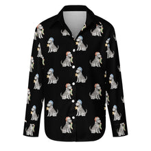 Load image into Gallery viewer, Watercolor Silver Schnauzer Christmas Women&#39;s Shirt-Apparel-Apparel, Dog Mom Gifts, Schnauzer, Shirt-Midnight Black-S-41