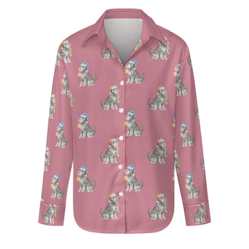 Watercolor Silver Schnauzer Christmas Women's Shirt-Apparel-Apparel, Dog Mom Gifts, Schnauzer, Shirt-Dusty Pink-S-11