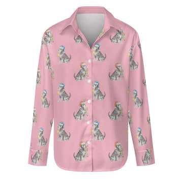 Watercolor Silver Schnauzer Christmas Women's Shirt-Apparel-Apparel, Dog Mom Gifts, Schnauzer, Shirt-Light Pink-S-6