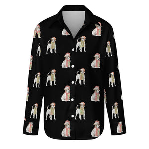 Watercolor Smooth Coat Jack Russell Terriers Christmas Women's Shirt-Apparel-Apparel, Dog Mom Gifts, Jack Russell Terrier, Shirt-S-Black-42