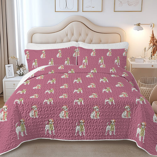 Watercolor Smooth Coat Jack Russell Terriers Quilted Bedding Set-Bedding-Bedding,Blankets,Christmas,Home Decor-11