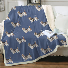 Load image into Gallery viewer, Watercolor Standing Tricolor Basset Hounds Fleece Blanket - 8 Colors-Blanket-Basset Hound, Bedding, Blankets, Home Decor-3