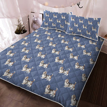 Load image into Gallery viewer, Watercolor Standing Tricolor Basset Hounds Quilted Bedding Set-Bedding-Basset Hound, Bedding, Blankets, Home Decor-12