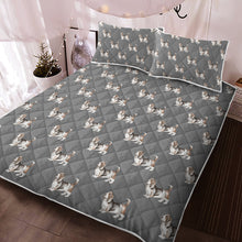 Load image into Gallery viewer, Watercolor Standing Tricolor Basset Hounds Quilted Bedding Set-Bedding-Basset Hound, Bedding, Blankets, Home Decor-13