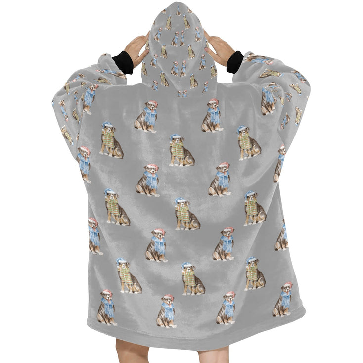 Watercolor Swiss Mountain Dog Christmas Blanket Hoodie-Blanket-Apparel, Blanket Hoodie, Blankets, Dog Mom Gifts, Swiss Mountain Dog-36