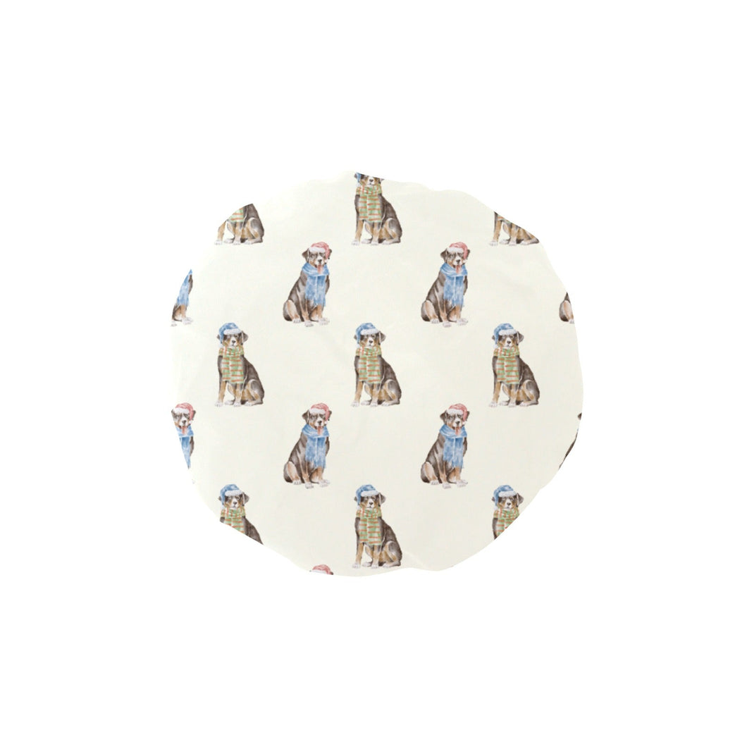 Watercolor Swiss Mountain Dog Christmas Elastic Reusable Shower Caps-Accessories-Accessories, Christmas, Dog Mom Gifts, Swiss Mountain Dog-Ivory1-ONE SIZE-1