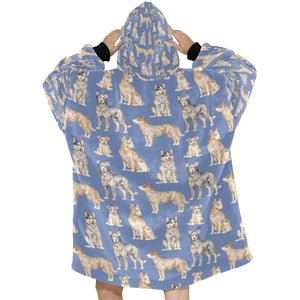 Watercolor Symphony Australian Blue Heeler Blanket Hoodie-16