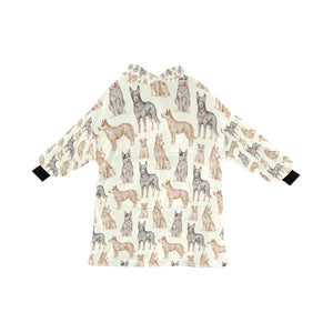 Watercolor Symphony Australian Blue Heeler Blanket Hoodie-Ivory-ONE SIZE-1