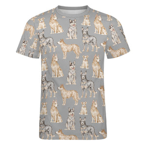 Watercolor Symphony Australian Blue Heeler Men's Cotton T-Shirt-25