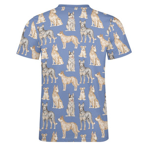 Watercolor Symphony Australian Blue Heeler Men's Cotton T-Shirt-9