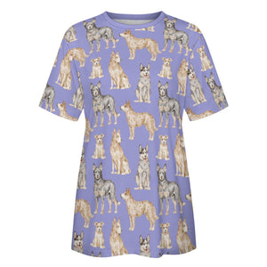 Watercolor Symphony Australian Blue Heeler Women's Cotton T-Shirt-33