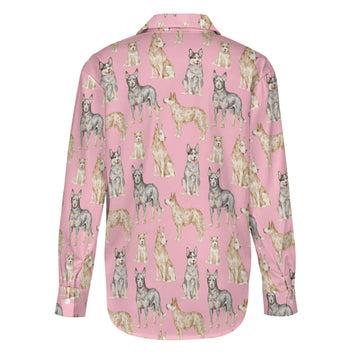 Watercolor Symphony Australian Blue Heeler Women's Shirt-11
