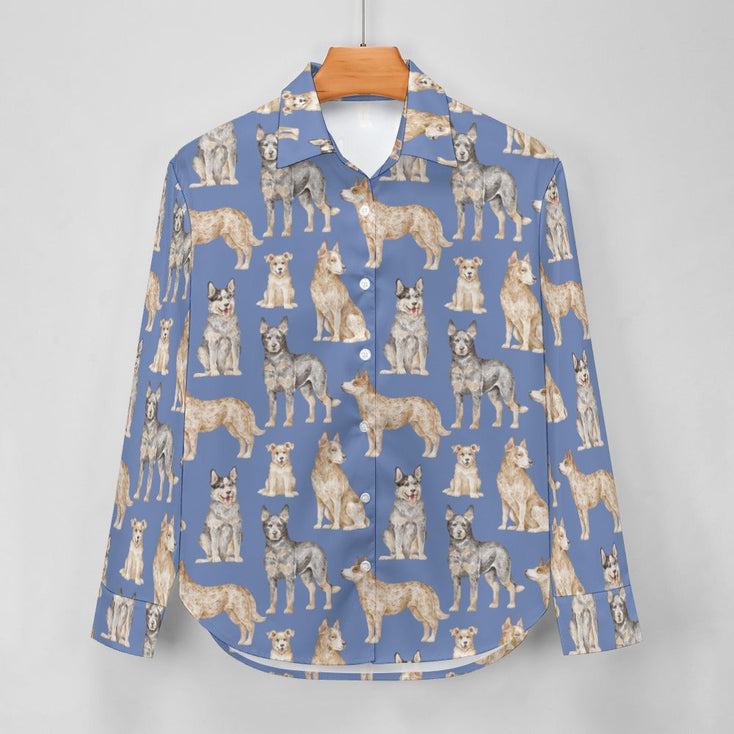 Watercolor Symphony Australian Blue Heeler Women's Shirt-24