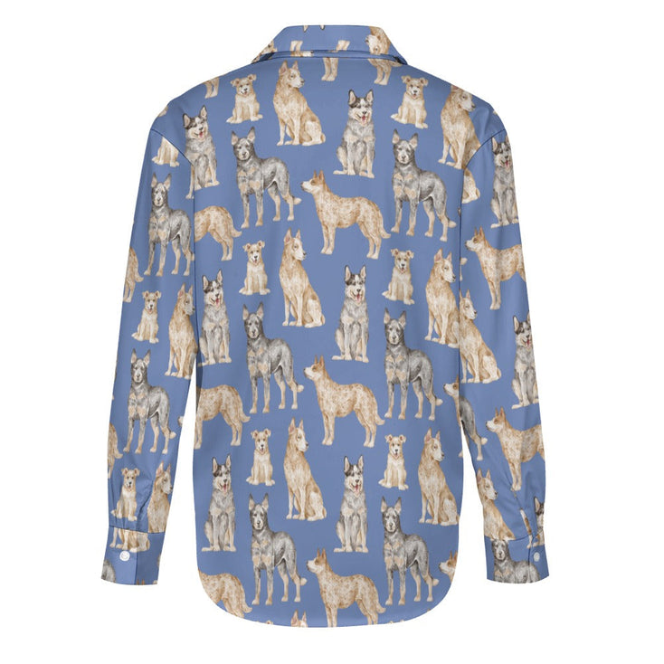 Watercolor Symphony Australian Blue Heeler Women's Shirt-26