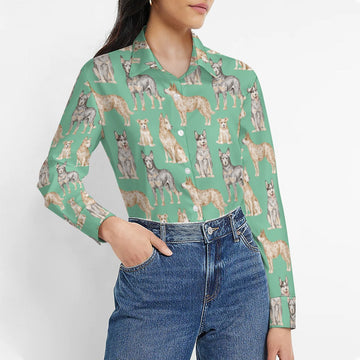 Watercolor Symphony Australian Blue Heeler Women's Shirt-27