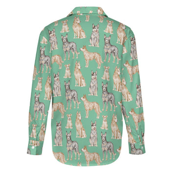 Watercolor Symphony Australian Blue Heeler Women's Shirt-28