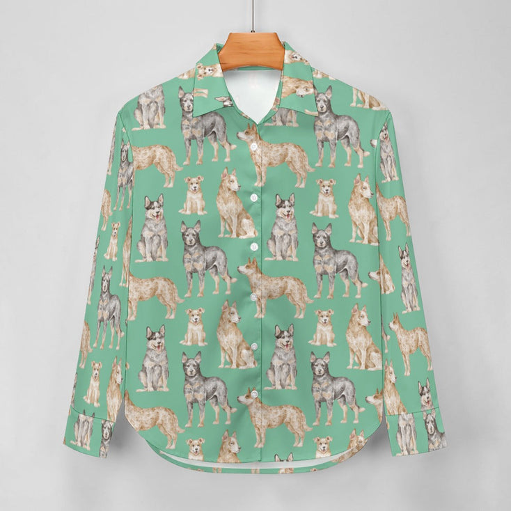 Watercolor Symphony Australian Blue Heeler Women's Shirt-29