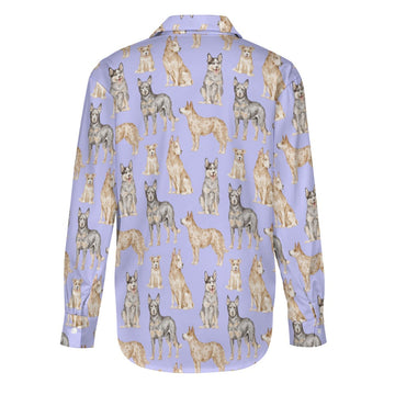 Watercolor Symphony Australian Blue Heeler Women's Shirt-32