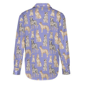 Watercolor Symphony Australian Blue Heeler Women's Shirt-36