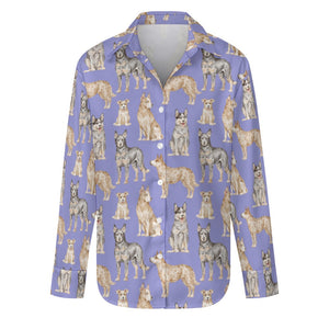 Watercolor Symphony Australian Blue Heeler Women's Shirt-S-CornflowerBlue_1-35