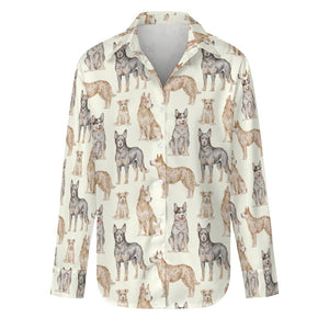 Watercolor Symphony Australian Blue Heeler Women's Shirt-S-Ivory-16