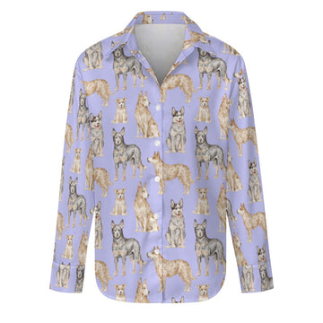 Watercolor Symphony Australian Blue Heeler Women's Shirt-S-LightSteelBlue-31