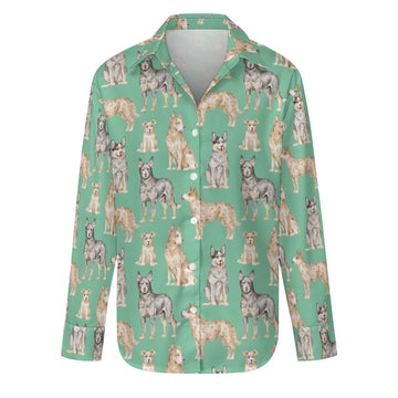 Watercolor Symphony Australian Blue Heeler Women's Shirt-S-MediumAquaMarine-23