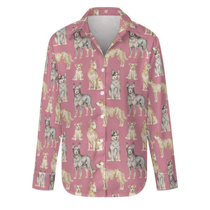 Watercolor Symphony Australian Blue Heeler Women's Shirt-S-PaleVioletRed-13