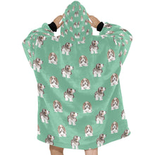 Load image into Gallery viewer, Watercolor Symphony Basset Hounds Blanket Hoodie-Apparel-Basset Hound, Blanket Hoodie, Blankets, Dog Mom Gifts-20