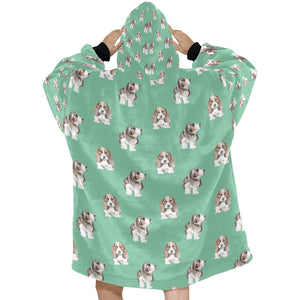 Watercolor Symphony Basset Hounds Blanket Hoodie-Apparel-Basset Hound, Blanket Hoodie, Blankets, Dog Mom Gifts-20