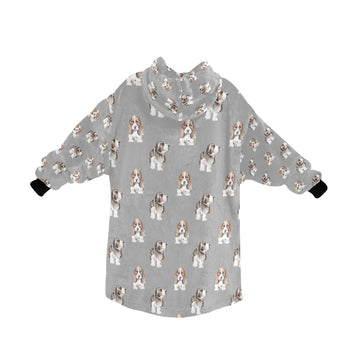 Watercolor Symphony Basset Hounds Blanket Hoodie-Apparel-Basset Hound, Blanket Hoodie, Blankets, Dog Mom Gifts-26