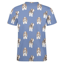 Load image into Gallery viewer, Watercolor Symphony Basset Hounds Men&#39;s Cotton T-Shirt-Apparel-Apparel, Basset Hound, Dog Dad Gifts, T Shirt-11