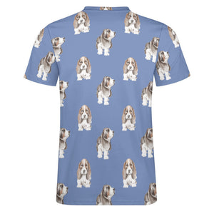 Watercolor Symphony Basset Hounds Men's Cotton T-Shirt-Apparel-Apparel, Basset Hound, Dog Dad Gifts, T Shirt-11