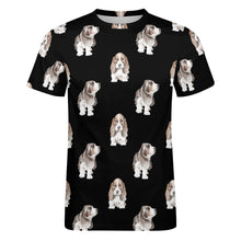 Load image into Gallery viewer, Watercolor Symphony Basset Hounds Men&#39;s Cotton T-Shirt-Apparel-Apparel, Basset Hound, Dog Dad Gifts, T Shirt-16