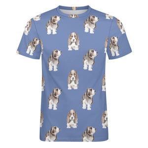 Watercolor Symphony Basset Hounds Men's Cotton T-Shirt-Apparel-Apparel, Basset Hound, Dog Dad Gifts, T Shirt-18