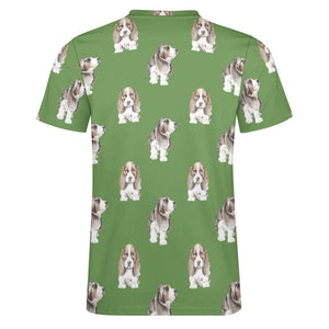 Watercolor Symphony Basset Hounds Men's Cotton T-Shirt-Apparel-Apparel, Basset Hound, Dog Dad Gifts, T Shirt-19