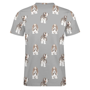 Watercolor Symphony Basset Hounds Men's Cotton T-Shirt-Apparel-Apparel, Basset Hound, Dog Dad Gifts, T Shirt-20