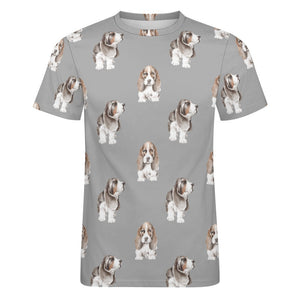 Watercolor Symphony Basset Hounds Men's Cotton T-Shirt-Apparel-Apparel, Basset Hound, Dog Dad Gifts, T Shirt-21