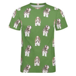 Watercolor Symphony Basset Hounds Men's Cotton T-Shirt-Apparel-Apparel, Basset Hound, Dog Dad Gifts, T Shirt-25