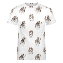 Load image into Gallery viewer, Watercolor Symphony Basset Hounds Men&#39;s Cotton T-Shirt-Apparel-Apparel, Basset Hound, Dog Dad Gifts, T Shirt-2