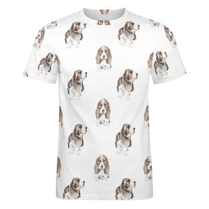 Watercolor Symphony Basset Hounds Men's Cotton T-Shirt-Apparel-Apparel, Basset Hound, Dog Dad Gifts, T Shirt-2