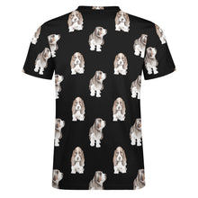 Load image into Gallery viewer, Watercolor Symphony Basset Hounds Men&#39;s Cotton T-Shirt-Apparel-Apparel, Basset Hound, Dog Dad Gifts, T Shirt-4