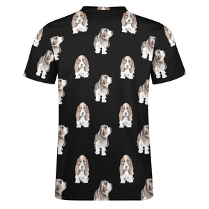 Watercolor Symphony Basset Hounds Men's Cotton T-Shirt-Apparel-Apparel, Basset Hound, Dog Dad Gifts, T Shirt-4