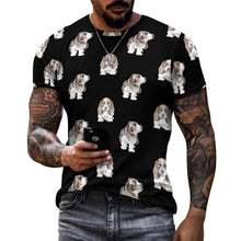 Load image into Gallery viewer, Watercolor Symphony Basset Hounds Men&#39;s Cotton T-Shirt-Apparel-Apparel, Basset Hound, Dog Dad Gifts, T Shirt-5