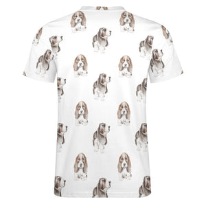 Watercolor Symphony Basset Hounds Men's Cotton T-Shirt-Apparel-Apparel, Basset Hound, Dog Dad Gifts, T Shirt-8