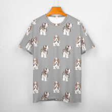 Load image into Gallery viewer, Watercolor Symphony Basset Hounds Men&#39;s Cotton T-Shirt-Apparel-Apparel, Basset Hound, Dog Dad Gifts, T Shirt-S-DarkGray-14