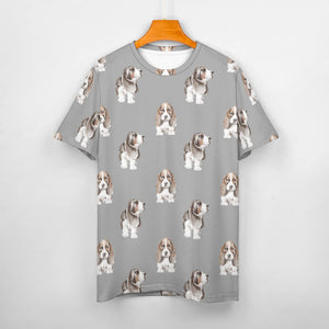 Watercolor Symphony Basset Hounds Men's Cotton T-Shirt-Apparel-Apparel, Basset Hound, Dog Dad Gifts, T Shirt-S-DarkGray-14