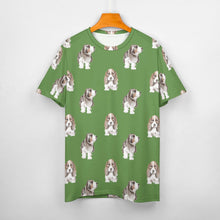 Load image into Gallery viewer, Watercolor Symphony Basset Hounds Men&#39;s Cotton T-Shirt-Apparel-Apparel, Basset Hound, Dog Dad Gifts, T Shirt-S-OliveDrab-24